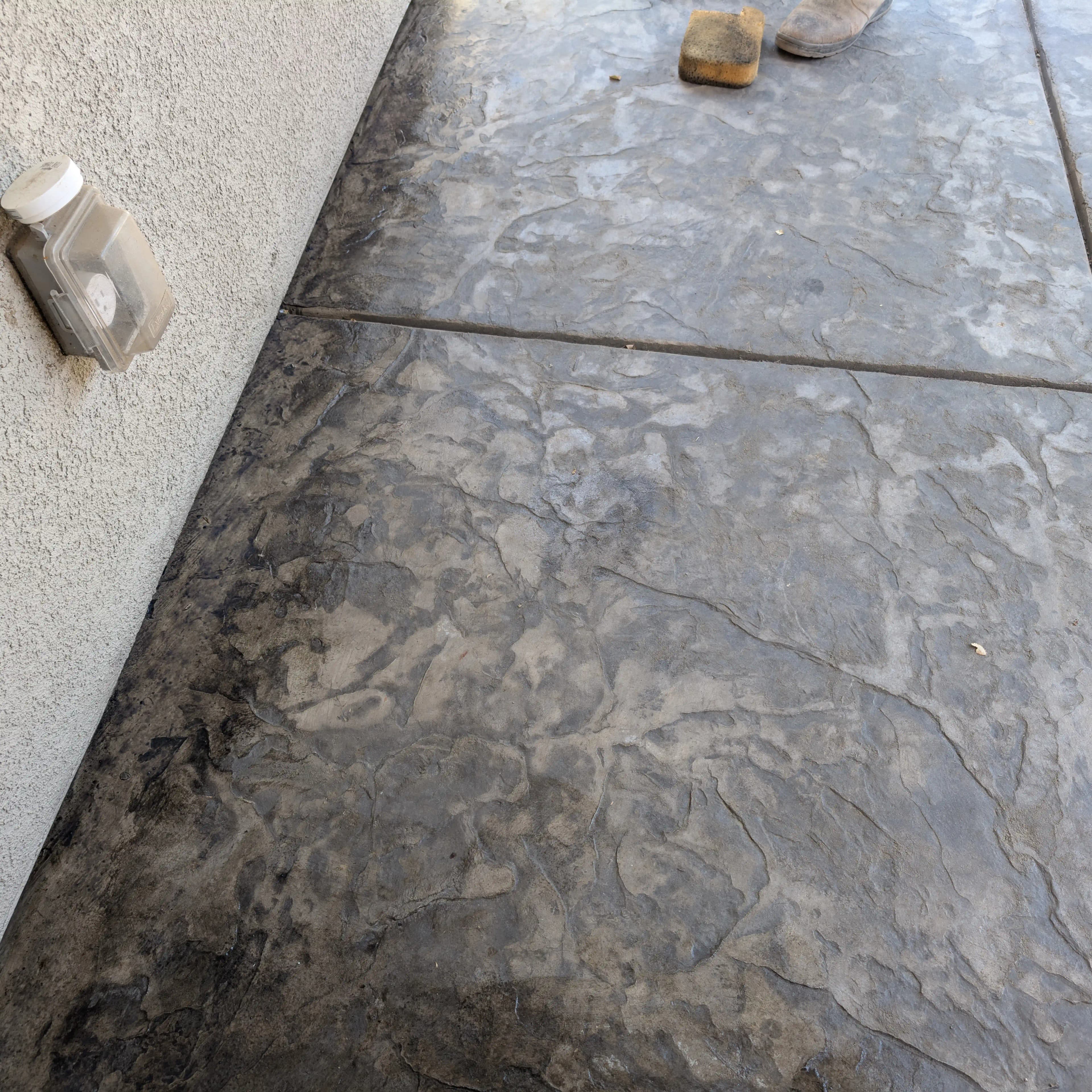 Roman Slate concrete patio installation by MG Concrete in Sacramento