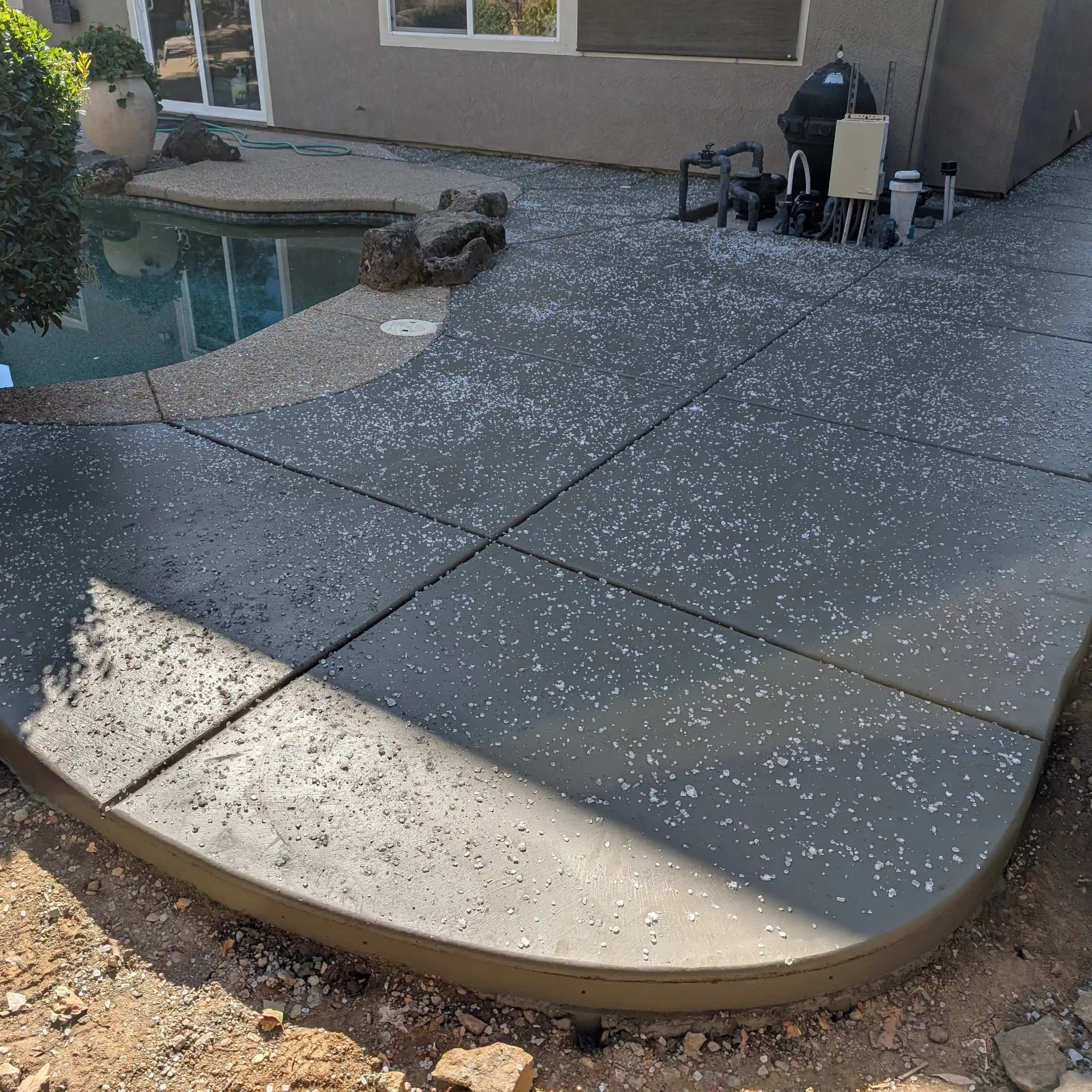 Salt finish concrete patio installation by MG Concrete in Sacramento